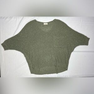 Be Cool Oversized Olive Green Knit Dolman Sleeve Sweater S/M